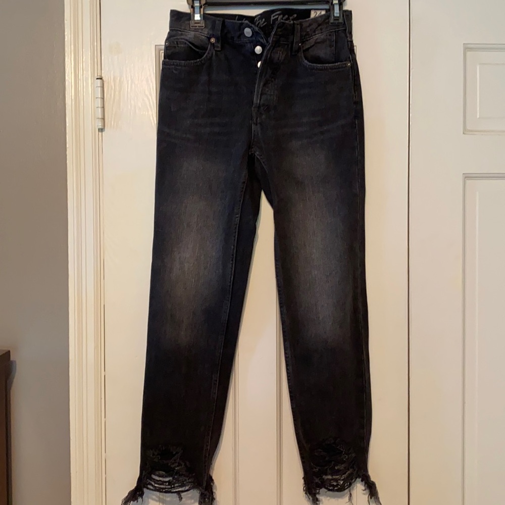 Free People black distressed jeans